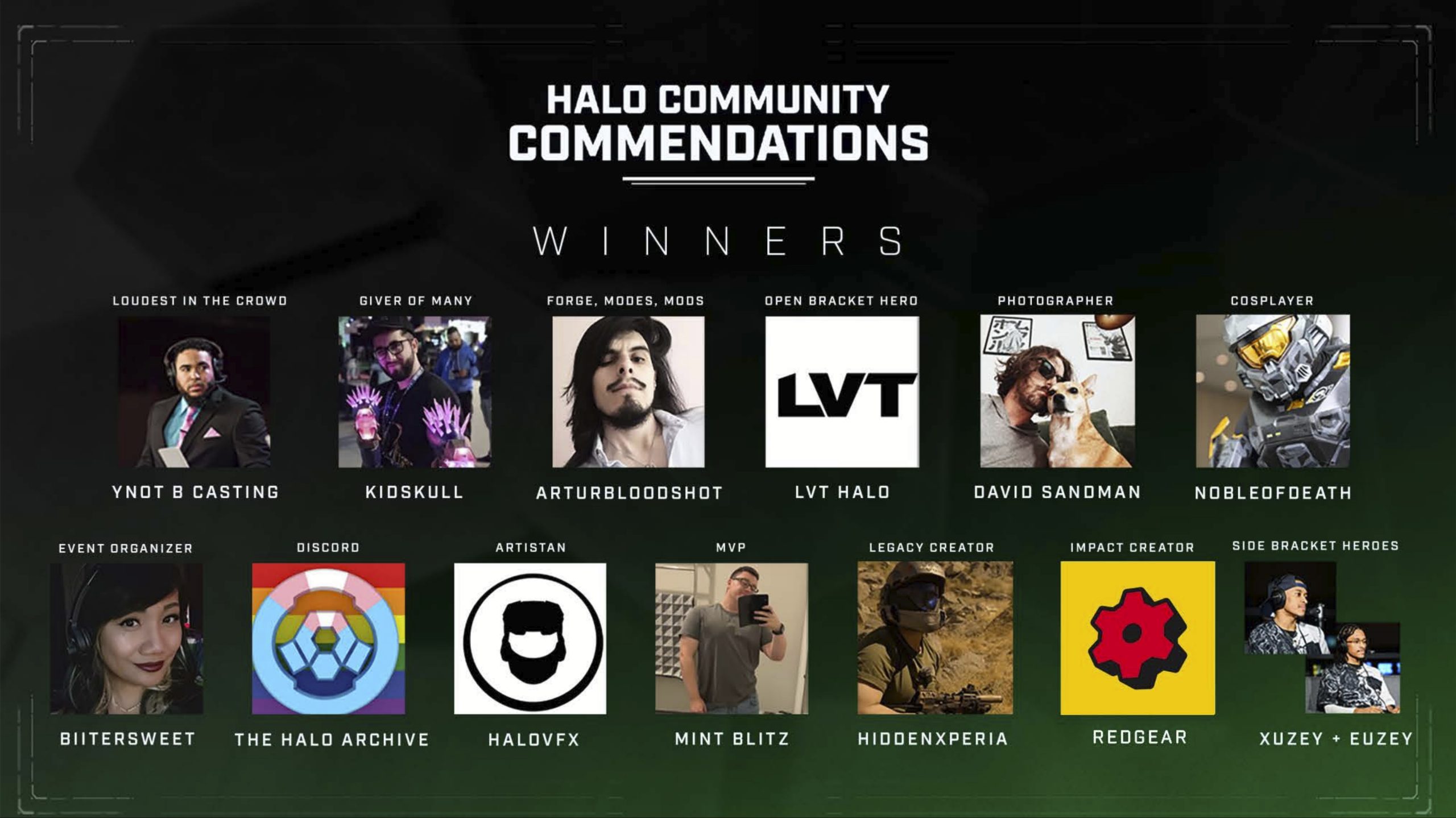Halo Community Commendations finalists graphic.